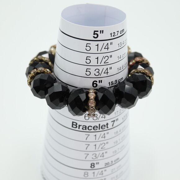 Charming Charlie Gold Tone Large Bead Watch 31mm Gem Set Stretch w New Battery - Picture 4 of 16